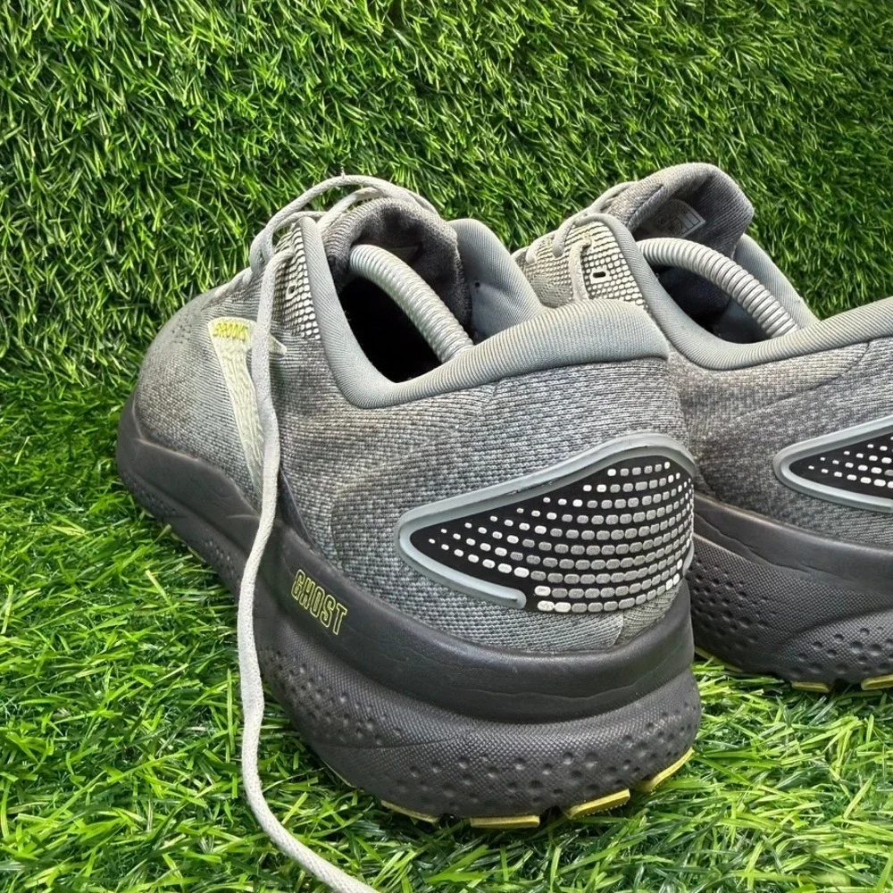 Brooks Ghost 16 Mens 12 Running Shoes Grey Yellow Neutral Athletic 1104181D040
